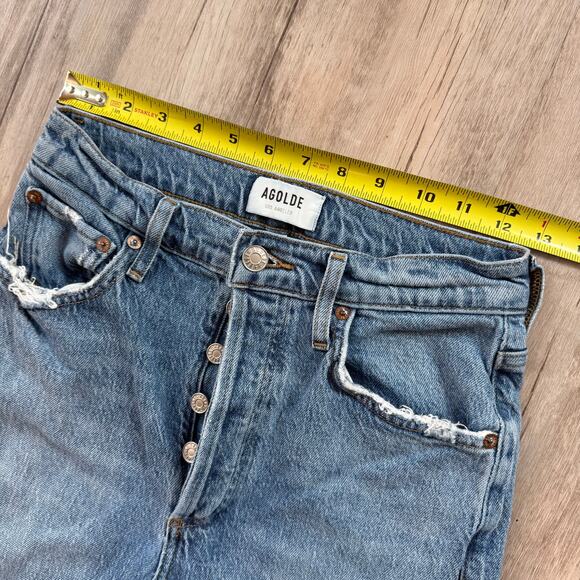 Agolde Jeans Womens 25 Blue Riley Straight Crop High Rise Light Wash Button Fly - Picture 7 of 10